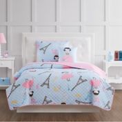 My Wolrd Paris Princess Quilt Set in Blue/Pink
