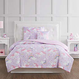 My World Rainbow Unicorn 4-Piece Full Comforter Set in Purple/Pink