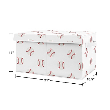 Sweet Jojo Designs Baseball Patch Toy Bin in Red/White. View a larger version of this product image.