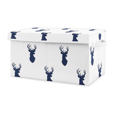 Sweet Jojo Designs Woodland Deer Toy Bin in Navy Blue/White