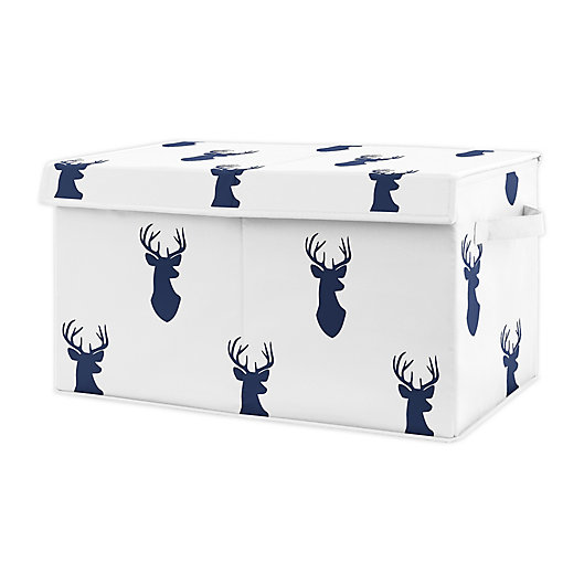 Alternate image 1 for Sweet Jojo Designs Woodland Deer Toy Bin in Navy Blue/White