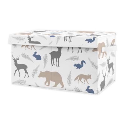 Sweet Jojo Designs Woodland Animals Toy Bin in Grey/White