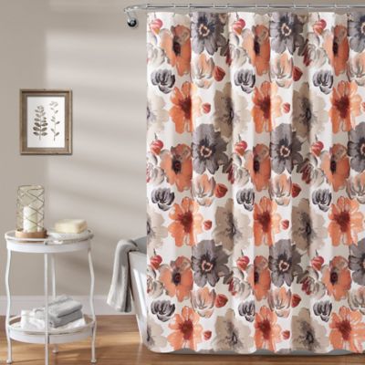 coral and grey shower curtain