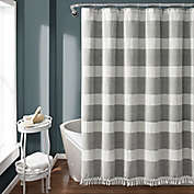 Lush D&eacute;cor 72-Inch x 72-Inch Tucker Stripe Tassel Shower Curtain