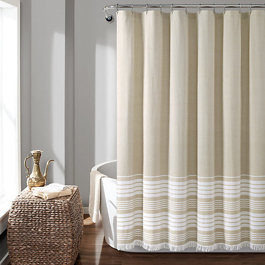 Nantucket Stripe Tassel Shower Curtain, Dkny Highline Stripe Shower Curtain Taupe