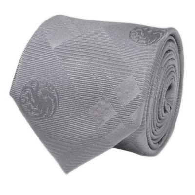 Targaryen Dragon Silk Men&#39;s Tie in Grey Plaid