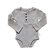 Planet Cotton&reg; Crew Neck Long Sleeve Size 9M Henley Thermal Bodysuit in in Grey