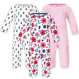 Touched by Nature Size 6-9M 3-Pack Floral Organic Cotton Coveralls in Pink