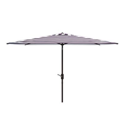 Safaviehsafavieh Iris Fashion Line 9 Foot Rectangular Striped Patio Umbrella In Black White Dailymail