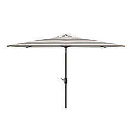 Safavieh Iris Fashion Line 9-Foot Rectangular Striped Patio Umbrella in Grey/White