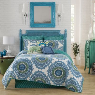 Anthology™ Bungalow Reversible Comforter Set In Teal | Bed Bath & Beyond