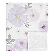 Sweet Jojo Designs Watercolor Floral Security Blanket in Lavender/Grey