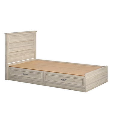 Little Seeds Levi Twin Bed with Storage &amp; Headboard in Walnut. View a larger version of this product image.