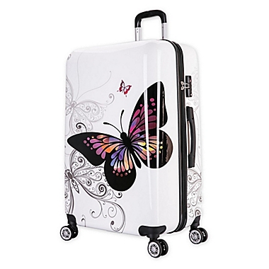 InUSA Prints Butterfly 28-Inch Hardside Spinner Checked Luggage. View a larger version of this product image.