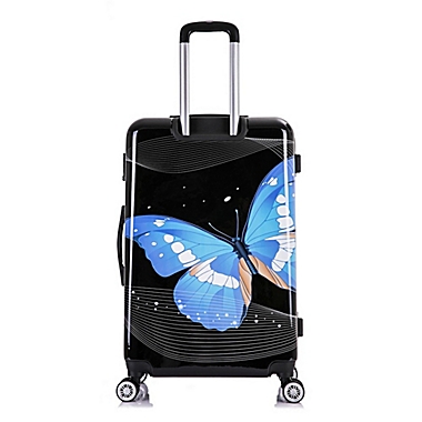 InUSA Prints Black Butterfly 3-Piece Hardside Spinner Luggage Set | Bed ...
