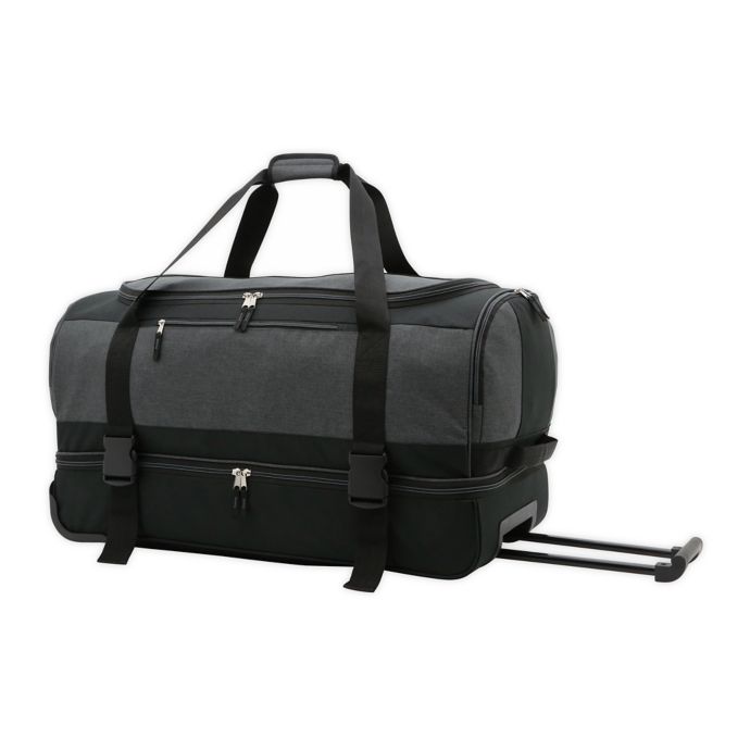 SALT™ 30-Inch Drop-Bottom Rolling Duffle Bag in Black | Bed Bath and ...