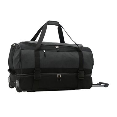 SALT&trade; 30-Inch Drop-Bottom Rolling Duffle Bag in Black. View a larger version of this product image.