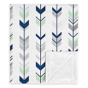 Sweet Jojo Designs Navy Woodsy Security Blanket in Blue/Mint