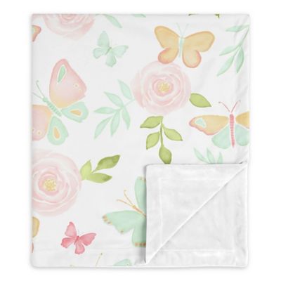 Sweet Jojo Designs&reg; Butterfly Floral Security Blanket in Pink/Mint