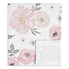 Alternate image 0 for Sweet Jojo Designs Watercolor Floral Security Blanket in Pink/Grey