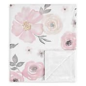 Sweet Jojo Designs Watercolor Floral Security Blanket in Pink/Grey
