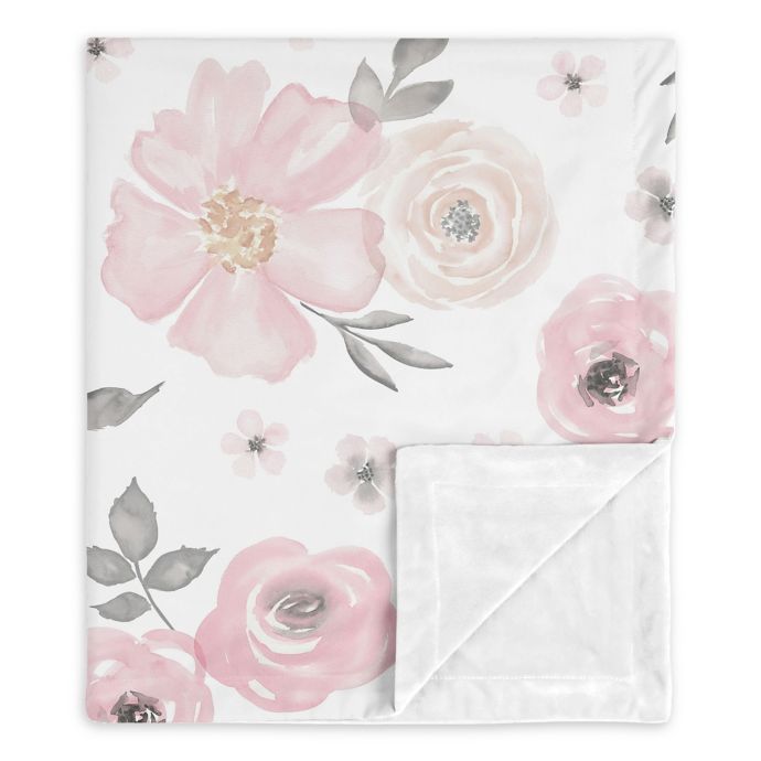 Sweet Jojo Designs Watercolor Floral Security Blanket In Pink Grey Bed Bath And Beyond Canada