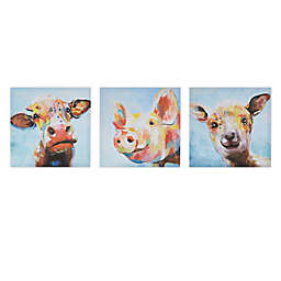 Madison Park Farm Animals Printed 12-Inch x 12-Inch Canvas Wall Art in Multi (Set of 3)