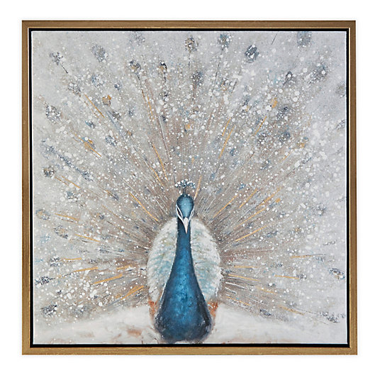 Alternate image 1 for Madison Park Gilded Peacock Framed 27-Inch x 27-Inch Canvas Wall Art with Gold Foil in Multi