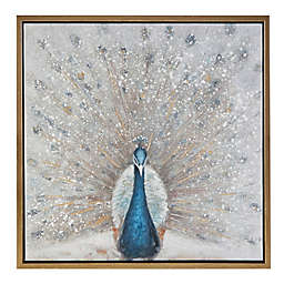 Madison Park Gilded Peacock Framed 27-Inch x 27-Inch Canvas Wall Art with Gold Foil in Multi