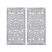 Madison Park Botanical Wood Carved 15.75-Inch x 31.5-Inch Wall Panel in White (Set of 2)