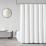 Madison Park Metro Woven Clipped Solid Shower Curtain in White