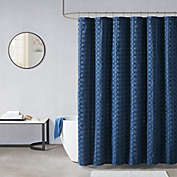 Madison Park Metro Woven Clipped Solid Shower Curtain in Navy