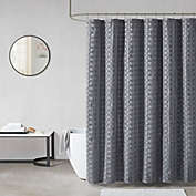 Madison Park Metro Woven Clipped Solid Shower Curtain in Grey