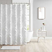 Intelligent Design Kacie Tufted Diamond Ruffle Shower Curtain in White