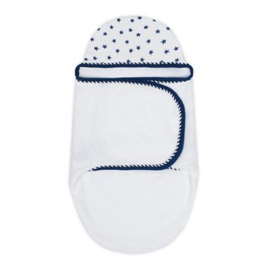Just Born&reg; Pom Pom Swaddle in Navy/White. View a larger version of this product image.