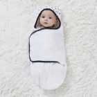 Alternate image 4 for Just Born&reg; Pom Pom Swaddle in Navy/White