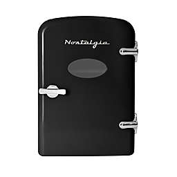 Nostalgia Retro 6-Can Personal Cooling and Heating Dry Erase Refrigerator in Black