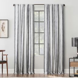 Archaeo® Slub Texture Stripe Cotton 96-Inch Window Curtain in Black/White (Single)
