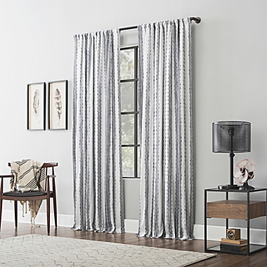 Archaeo&reg; Slub Texture Stripe Cotton 84-Inch Window Curtain in Black/White (Single). View a larger version of this product image.
