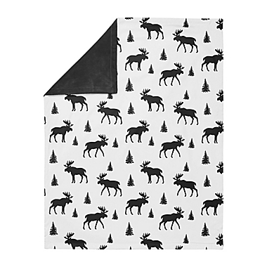 Sweet Jojo Designs Rustic Patch Moose Swaddle Blanket in Black/White. View a larger version of this product image.