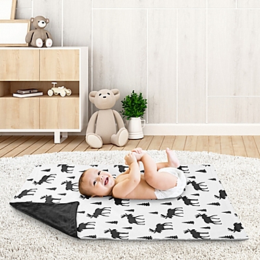 Sweet Jojo Designs Rustic Patch Moose Swaddle Blanket in Black/White. View a larger version of this product image.
