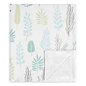 Sweet Jojo Designs Leaf Print Security Blanket in Aqua/Grey