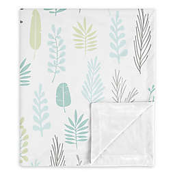 Sweet Jojo Designs Leaf Print Security Blanket in Aqua/Grey