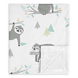 Sweet Jojo Designs Sloth Security Blanket in Aqua/Grey