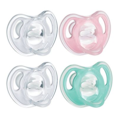 Tommee Tippee Ultra-Light 0-6M 4-Pack Silicone Pacifiers in Pink/Aqua