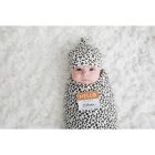 Alternate image 2 for Lulujo Newborn 2-Piece Hello World Leopard Hat and Swaddle Set in Beige