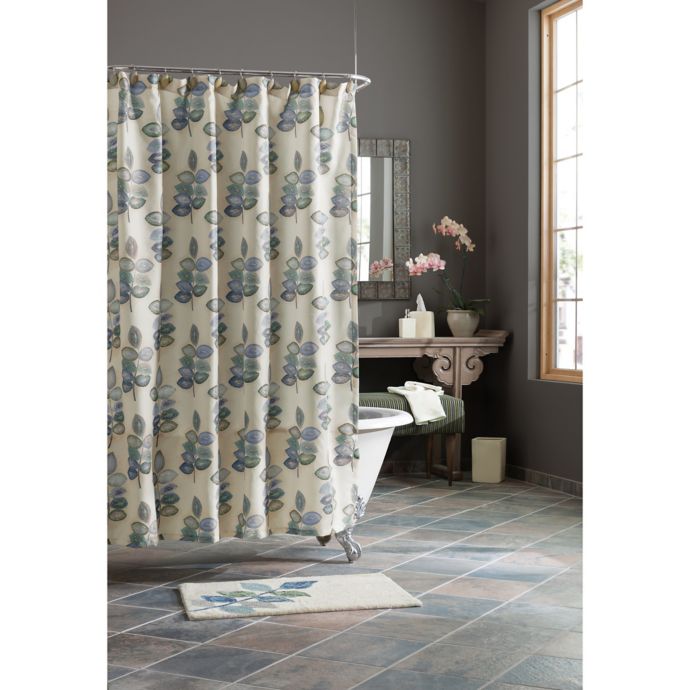 Croscill® Mosaic Leaves Shower Curtain in Spa | Bed Bath & Beyond