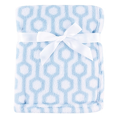 Luvable Friends&reg; Hexagon Coral Fleece Blanket in Blue. View a larger version of this product image.