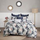 Alternate image 0 for Madison Park Mavis 8-Piece Reversible Queen Comforter Set in Dark Blue
