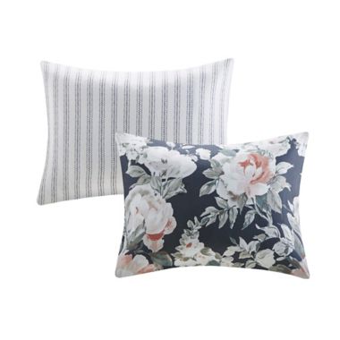 Madison Park Mavis 8-Piece Reversible Queen Comforter Set in Dark Blue. View a larger version of this product image.